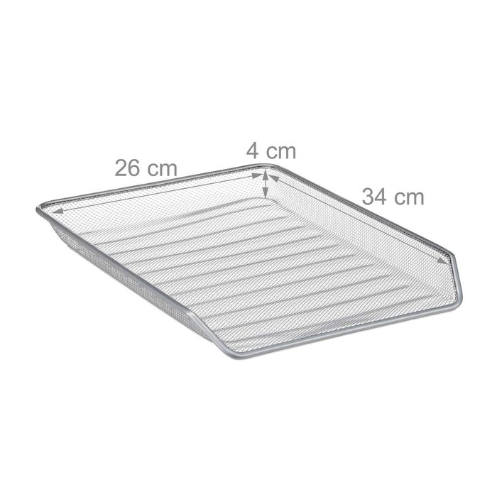 Suport documente cu 3 compartimente metal argintiu 27x29x35 cm