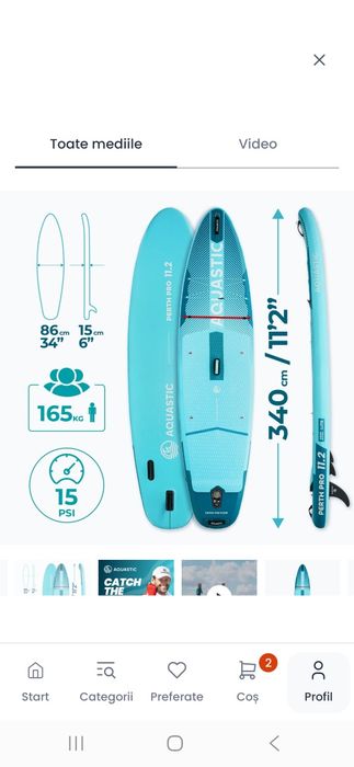 Vand Placa SUP - AQUASTIC Perth Pro 11'2"