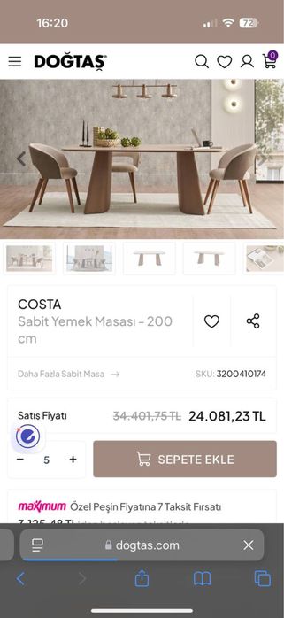 Стол турецкий dogtas