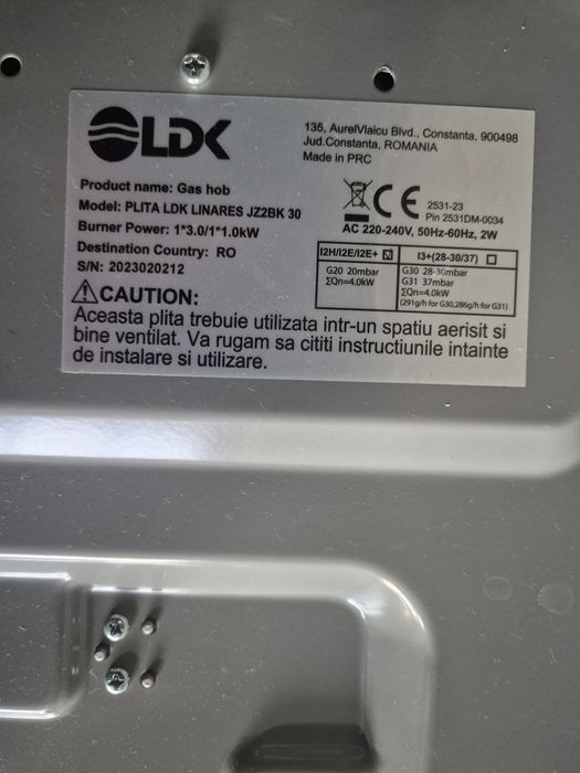 Plita pe gaz LDK 30x52 cm