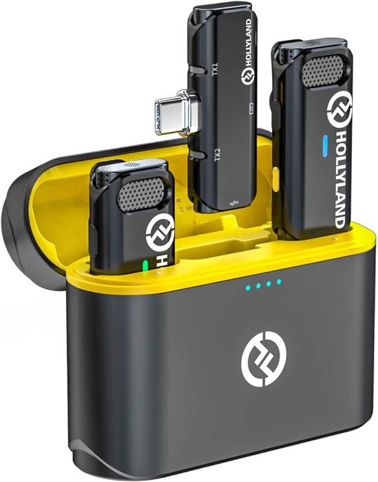 Безжичен микрофон Hollyland (USB-C) 2 бр. мик + приемник +заряден кейс
