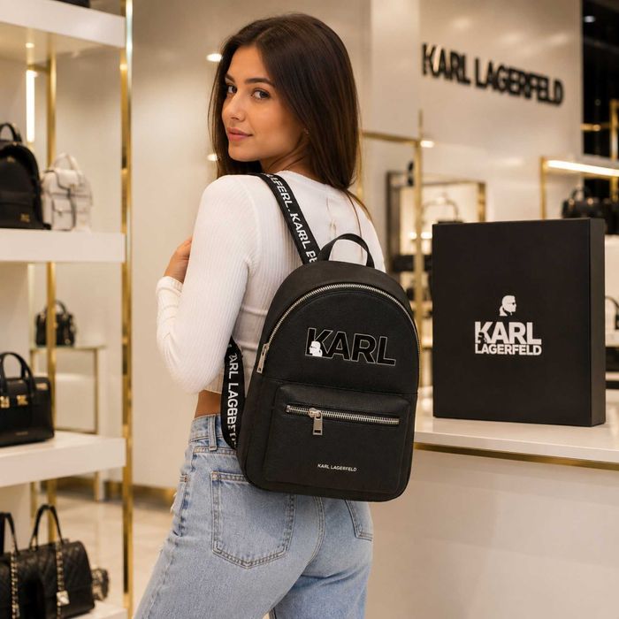 Дамска черна раница Karl Lagerfeld с регулируеми презрамки