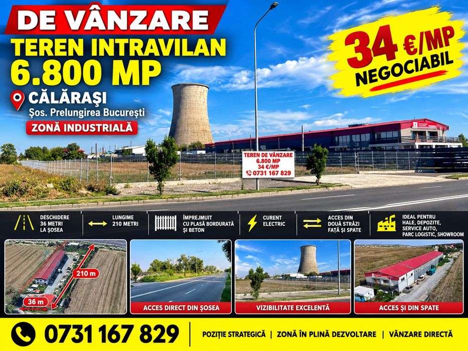 TEREN INTRAVILAN 6800mp Călărași-acces  2 strazi