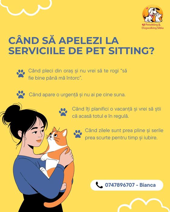 Vizite pisici la domiciliu si plimbare catei in Sibiu