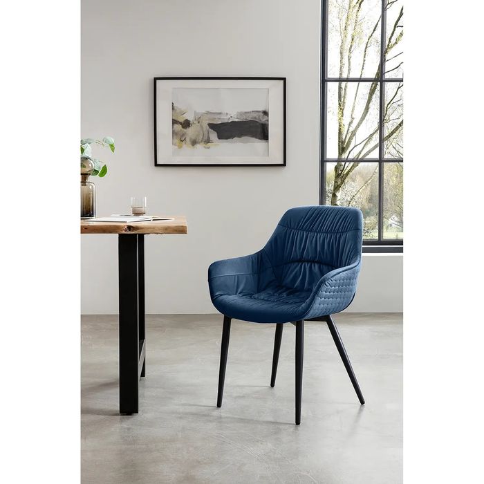 PROMO Scaun-fotoliu, catifea, albastru/ bleumarin