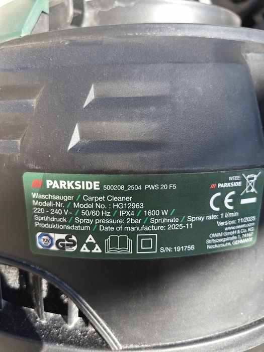 Неработеща Parkside Прахосмукачка