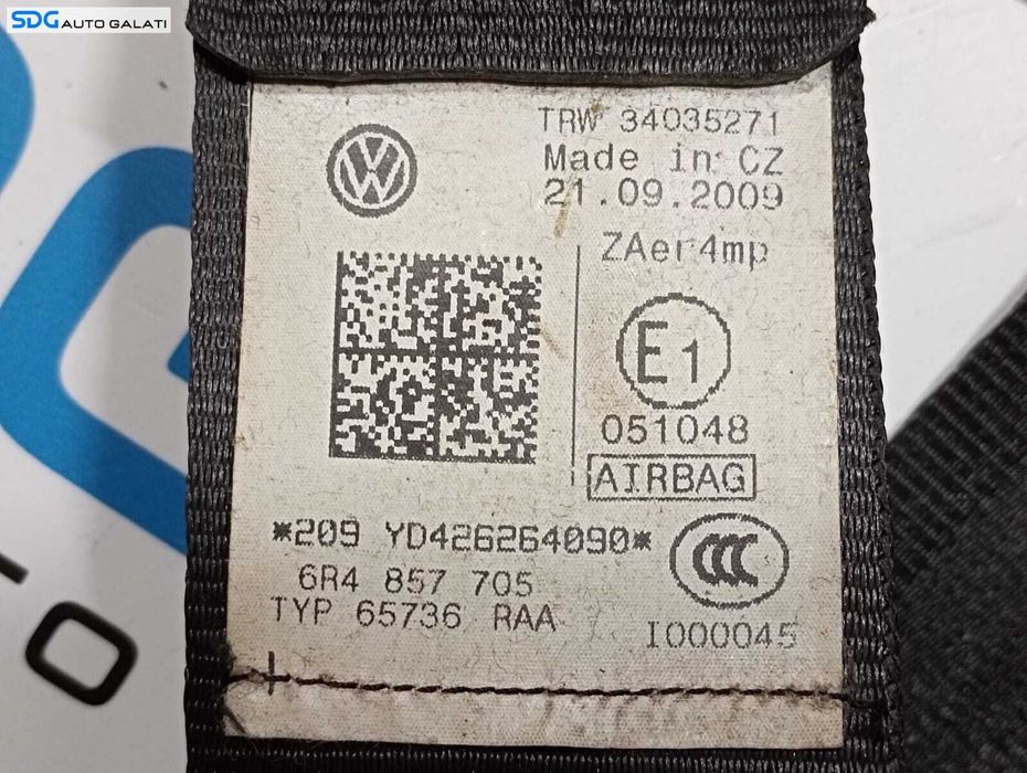 Centura Siguranta Stanga Fata Volkswagen Polo 6R 2009 - 2017 Cod 6R4857705 [M6444]