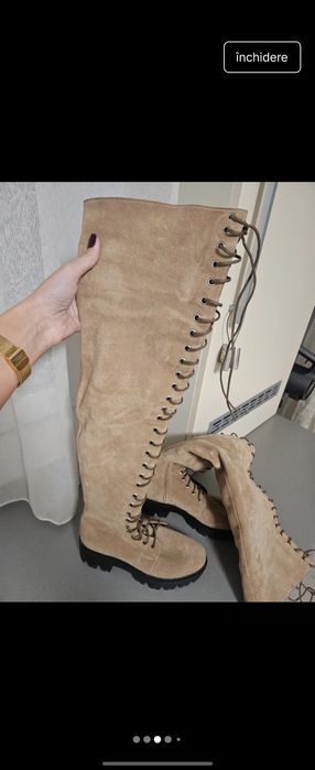 Cizme peste genunghi piele intoarsa