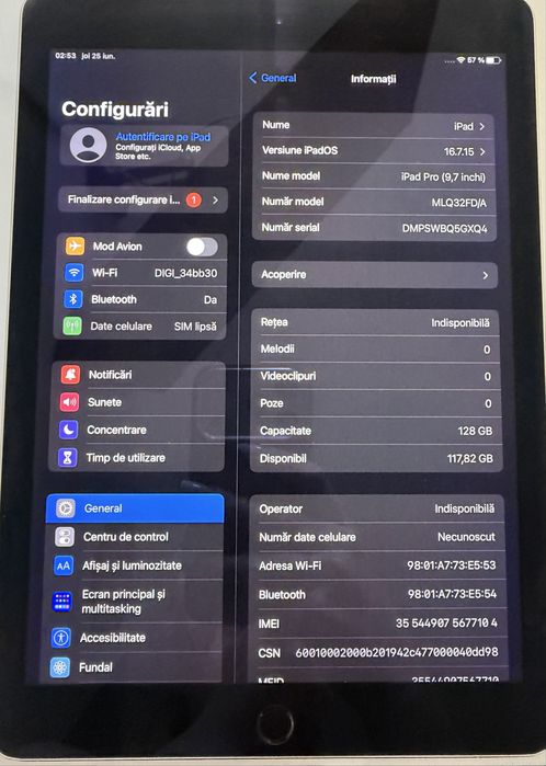 Vând iPad Pro 9,7”