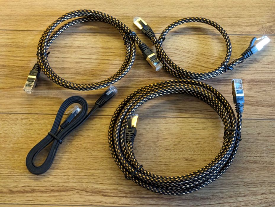7x Cabluri HDMI Delock 85296 8K60Hz/4K240Hz T-T 5m 10metri Flat Cabluri de retea S/FTP (PIMF) GOLD CAT 6A dublu ecranate