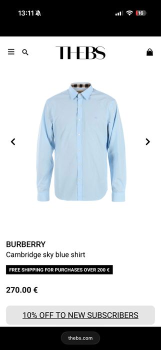 Мъжка риза BURBERRY в небесно син цвят