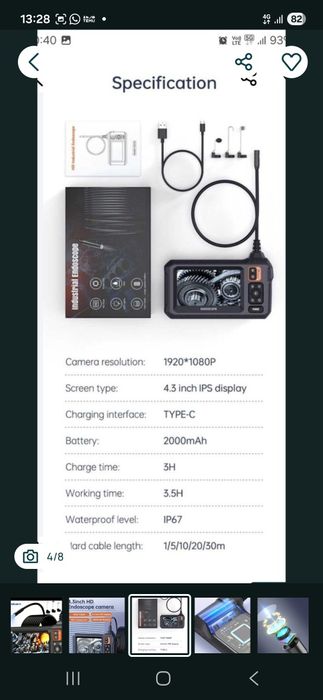 Vand  camara endoscopica INSKAM noua cablu 5m