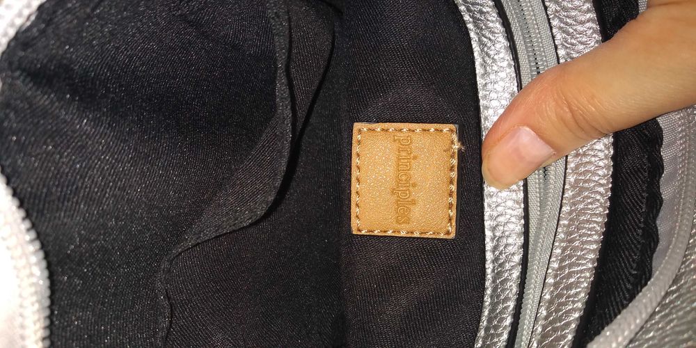 Poseta/ Geanta Principles Debenhams UK, argintiu-bej, bareta lunga