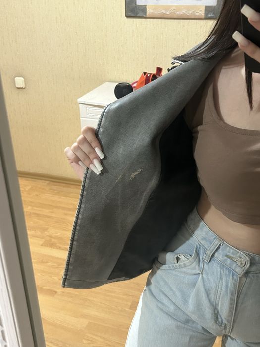 Косуха кожанка серая графит