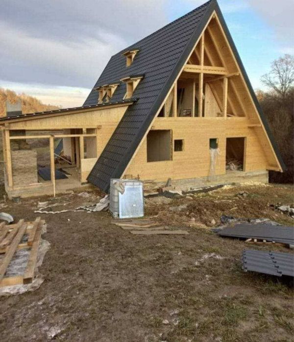 Cabana stil A Frame, Foisoare, Terase si Case din structura de lemn