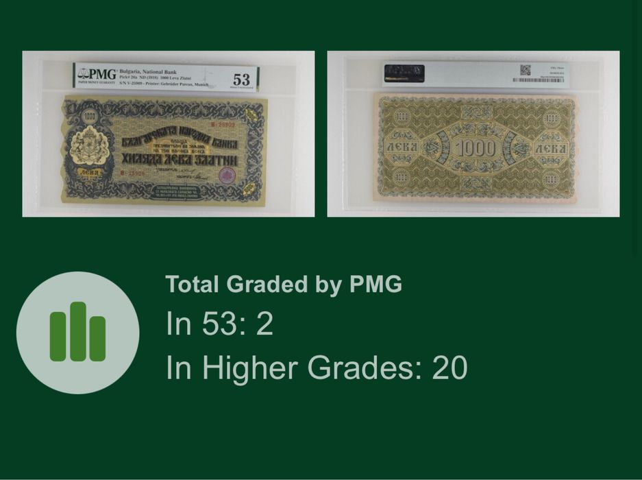 Касов бон 1000 лева 1918г. PMG 53