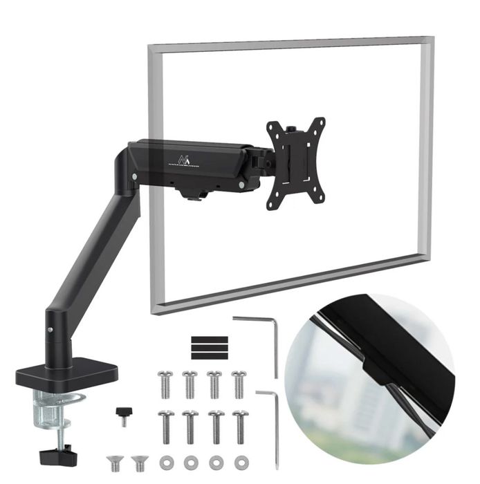 Suport monitor Maclean, arc cu gaz, 17"-32", 2-10kg, negru, MC-133