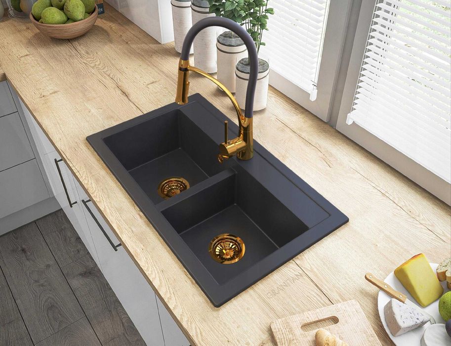 Мултифункционална гранитна мивка с 2 корита Granitan Duet 75см