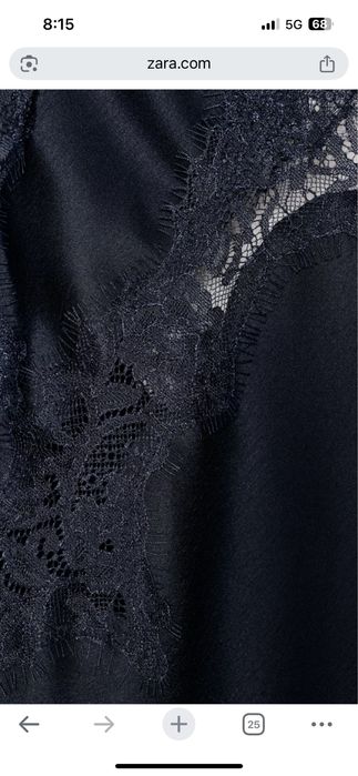 Сатенена рокля с дантела на Zara