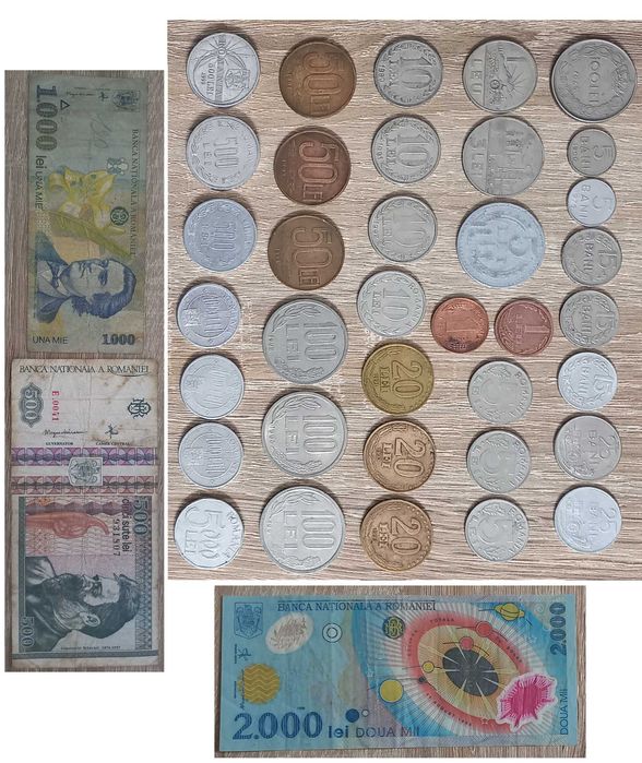 36 monede ani diferiti si 3 bancnote