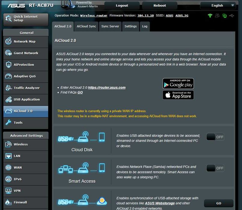 Router Asus RT-AC87U firmware Merlin Dual-band Wireless-AC2400