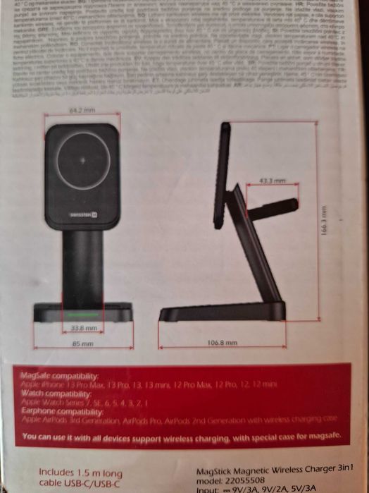 Încărcător Wireless MagSafe 3 în 1 Swissten MagStick 22.5W (iPhone, Apple Watch, AirPods)