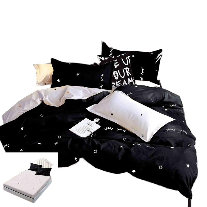 Lenjerie Pat Harass Px022, Bumbac, 4 Piese, Cu Elastic, Alb, Negru