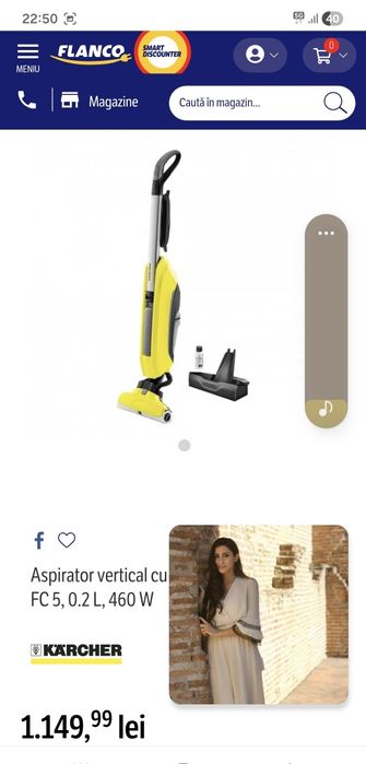 Aspirator vertical si mop cu spălare karcher fc 5
