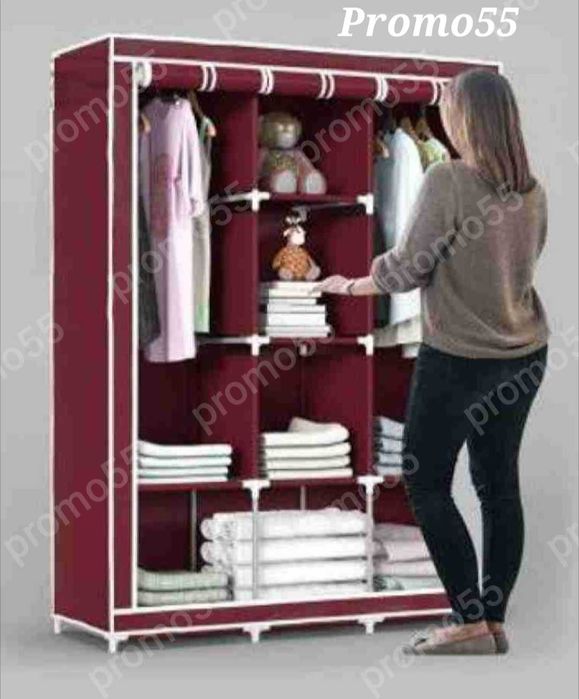 Текстилен триклирен гардероб, Органайзер за дрехи 130х175х45 см.