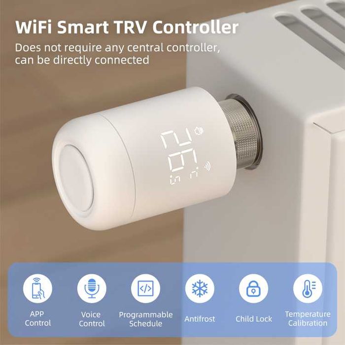 AVATTO TRV16 WiFi смарт термостатична радиаторна глава | Tuya