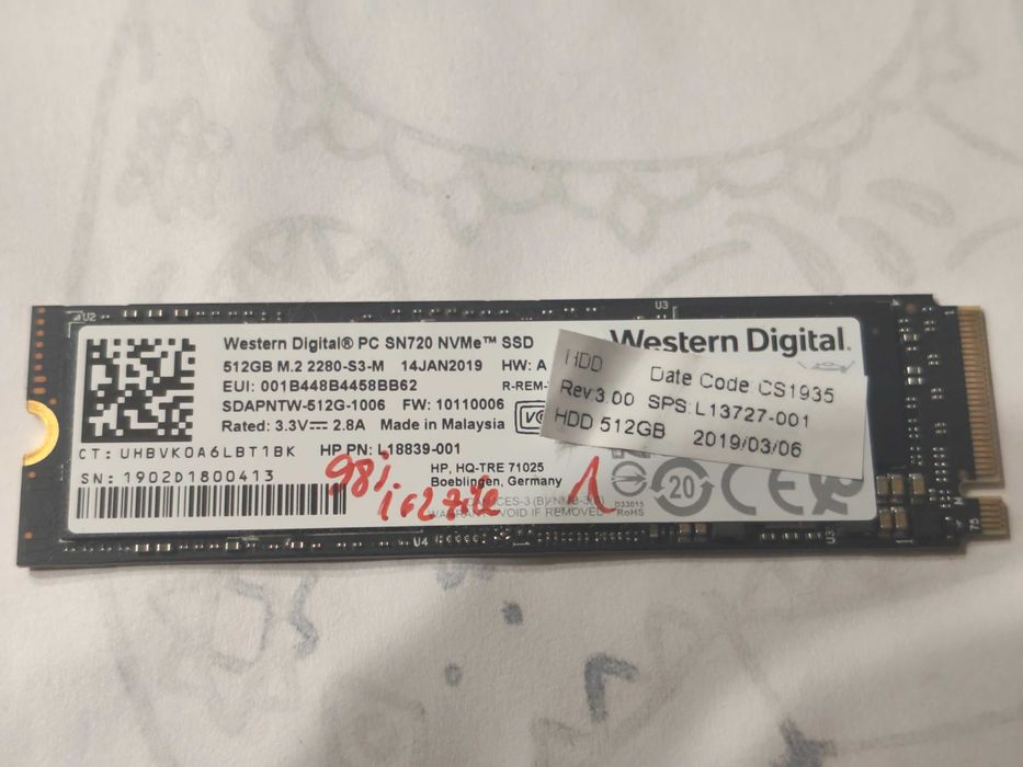 SSD WD 512Gb M2 SN720