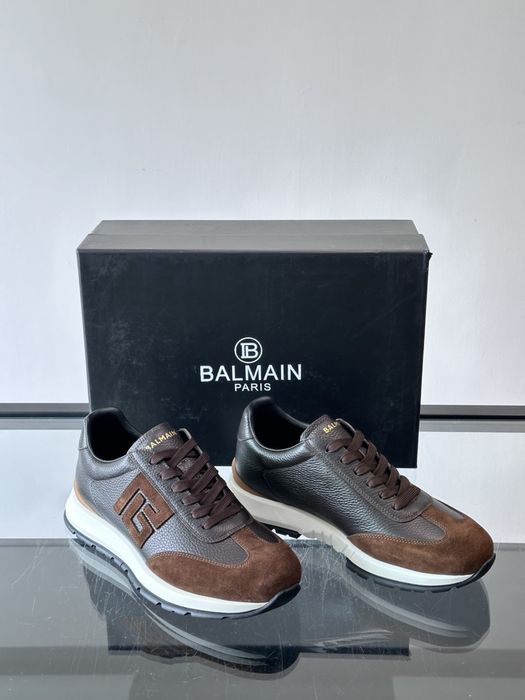 Balmain Monogram Runner Sneaker "Dark Brown Leather"