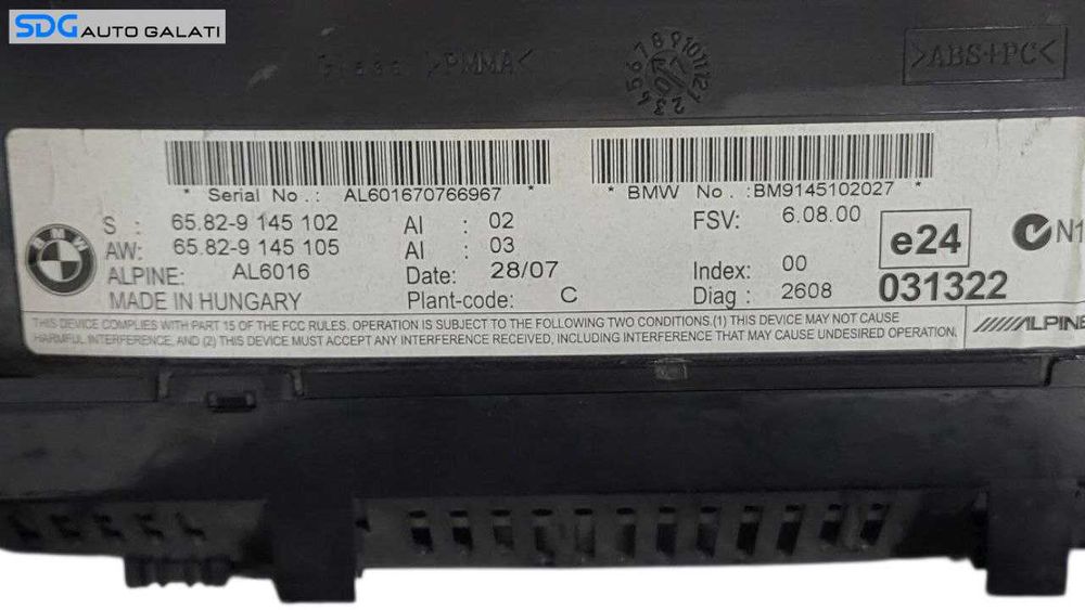 Display Ecran Afisaj pentru Navigatie BMW Seria 5 E60 E61 2003 - 2010 Cod 6582-9145105 6582-9145102 [L7579]