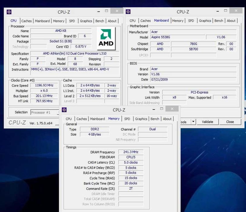 Лаптоп Acer Aspire 5538G 15,6" AMD X2 Dual-Core L310