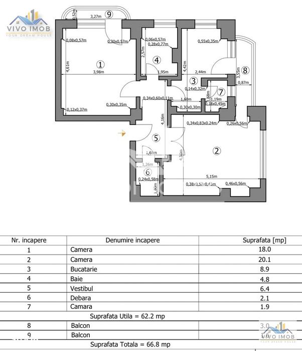 Unirii-Bd.Liberatății, etaj 5, 67 mp, decomandat, view Casa Poprului