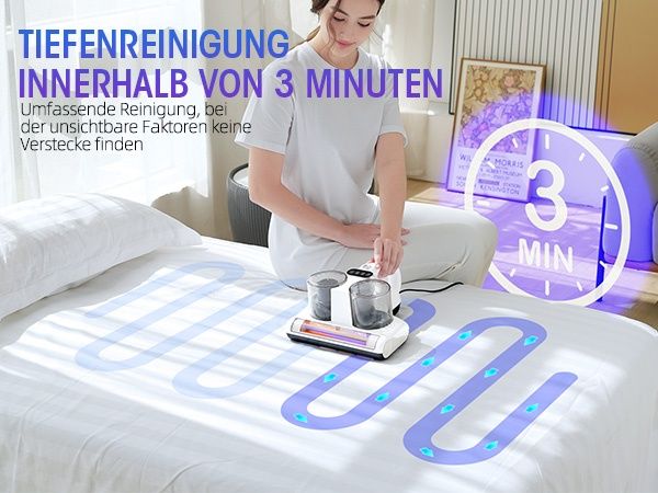 Прахосмукачка за матраци JPHYLL, 16KPa, UV-C светлина, HEPA филтър, 500W