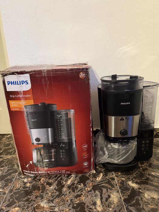 Cafetiera Philips HD7900/50 All-in-1 Brew, rasnita integrata, Recipient dublu pentru boabe de cafea.