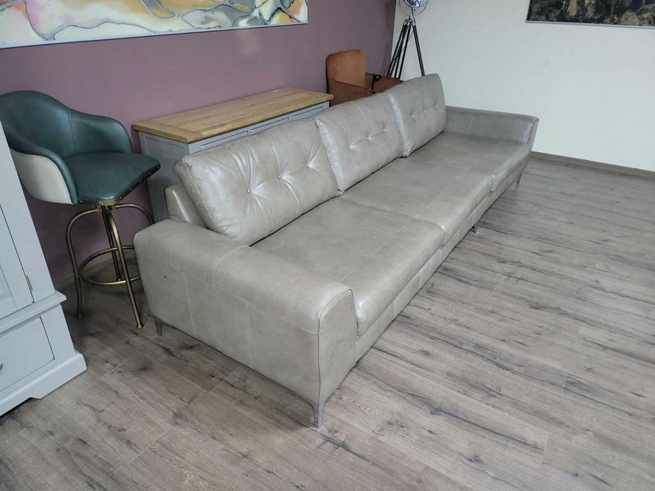 Бежов кожен диван четворка - 100 % естествена кожа