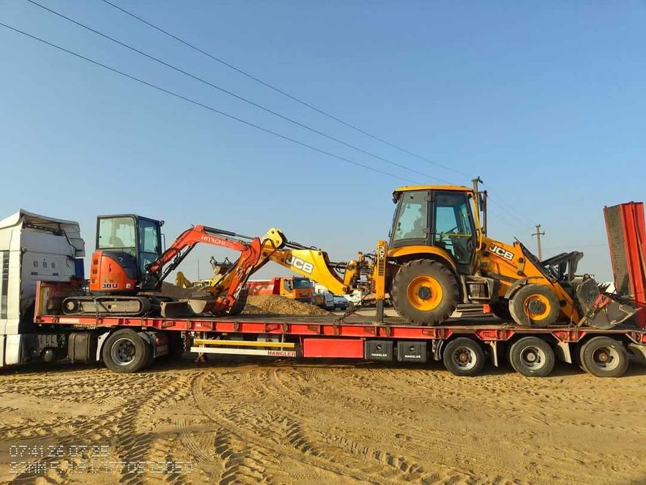 Transport trailer agabaritic, containere birou + maritime, utilaje, tr