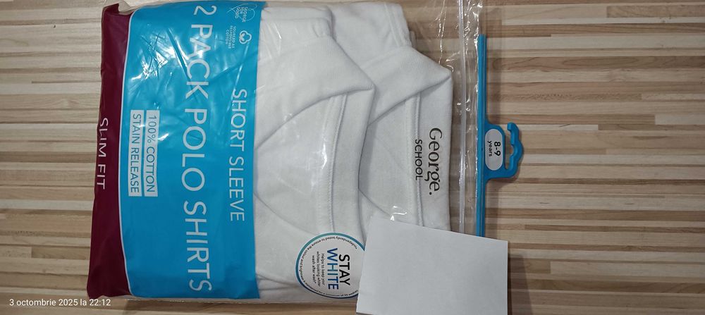 Tricou polo școală alb 8-9ani