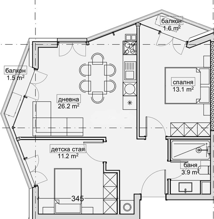 3-стаен апартамент в кв, Владиславово