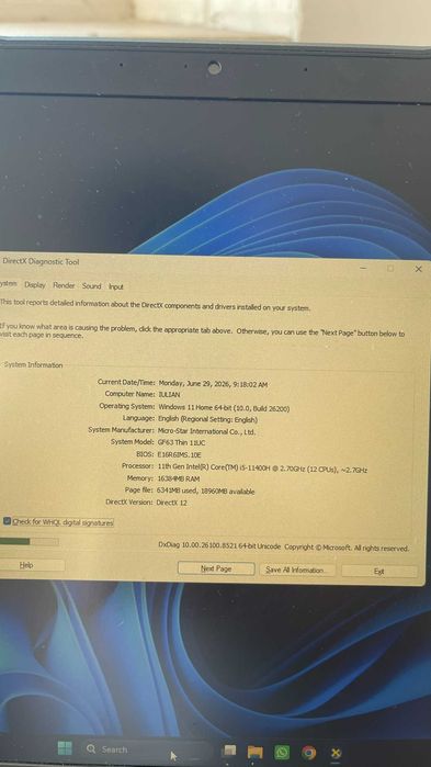 Laptop Gaming MSI RTX 3050/ I5