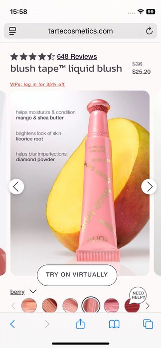 Жидкие румяна Tarte