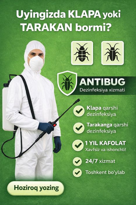 Toshkent Klapa va Tarakan Dezinfeksiyasi   ANTIBUG.UZ