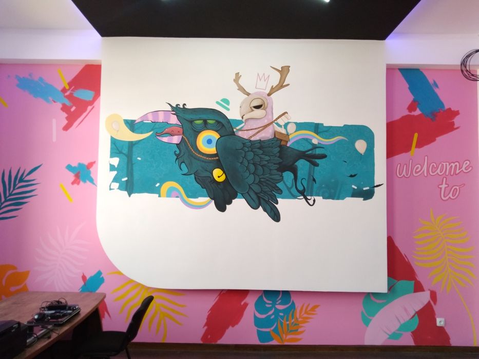 Роспись стен, граффити. Художник. Rassom