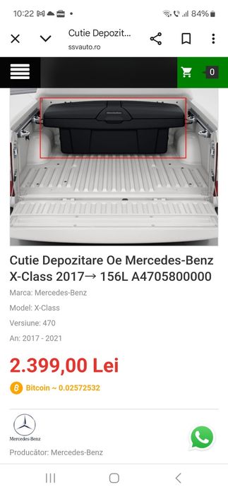 Cutie depozitare mercedes benz X class