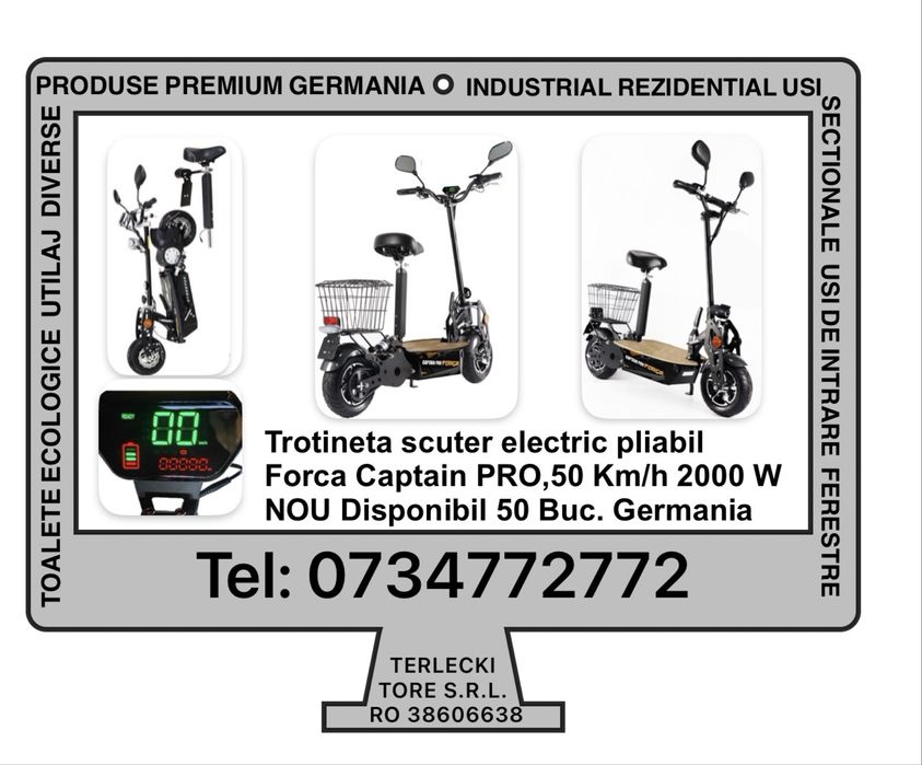 TROTINETA SCUTER ELECTRIC Forca Captain Pro 2000 W 50km/h NOU 50 Buc