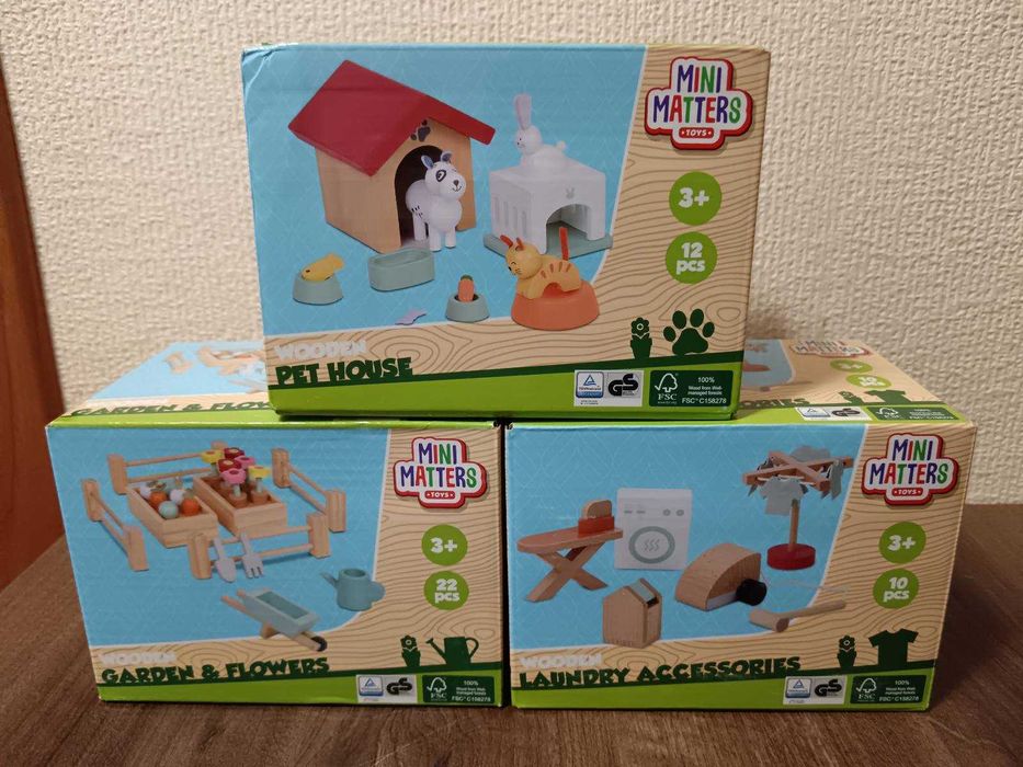 Мебели за кукли MINI MATTERS хол,градинско,Домино,Превозни средства.