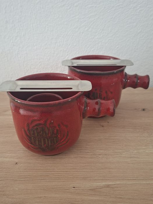 Set 2 vase ceramică roșie pentru vin fiert
