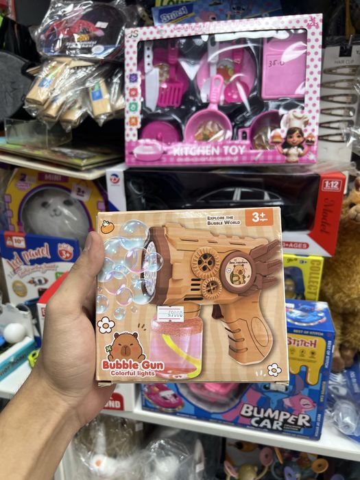 Генератор Bubble Gun мыльных пузырей детский, на батарейках